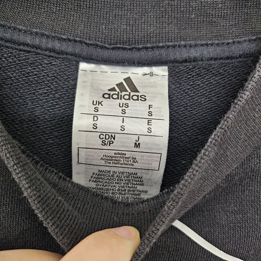 Adidas Giant Logo Sweatshirt Adult Size Small Black Pullover Crew Neck Athletic - Picture 4 of 9